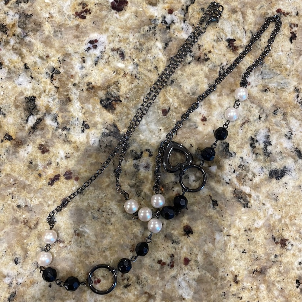 Beaded heart layering necklace